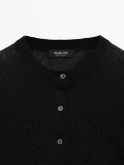 Massimo Dutti Трикотажный кардиган из 100% льна, черный