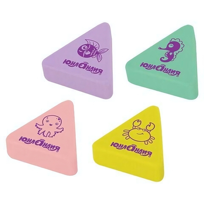 Ластик "Морские обитатели" 27х27х9мм, цвет ассорти, треугольный (Юнландия)