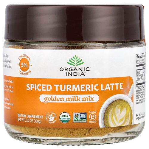 Organic India, пряное латте с куркумой, смесь Golden Milk, 100 г (3,52 унции)