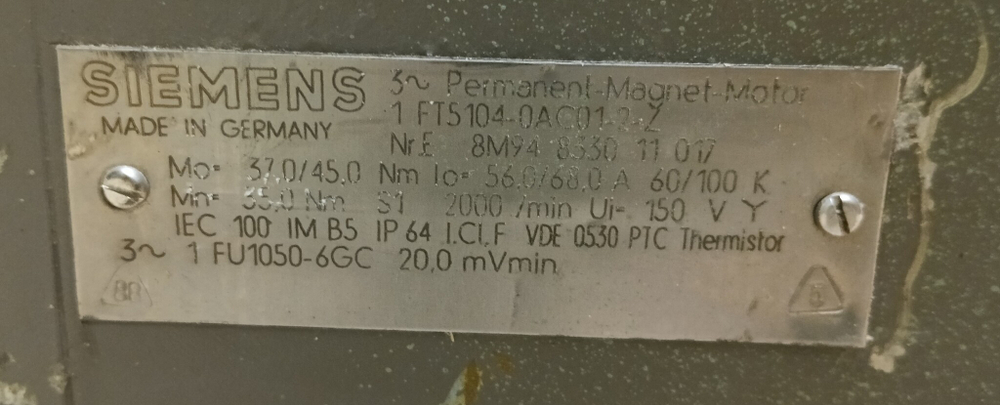 Двигатели Siemens 1FT5104-0AC01-2-Z (аналог 1FT5104-0AC71-1-1-Z) б/у
