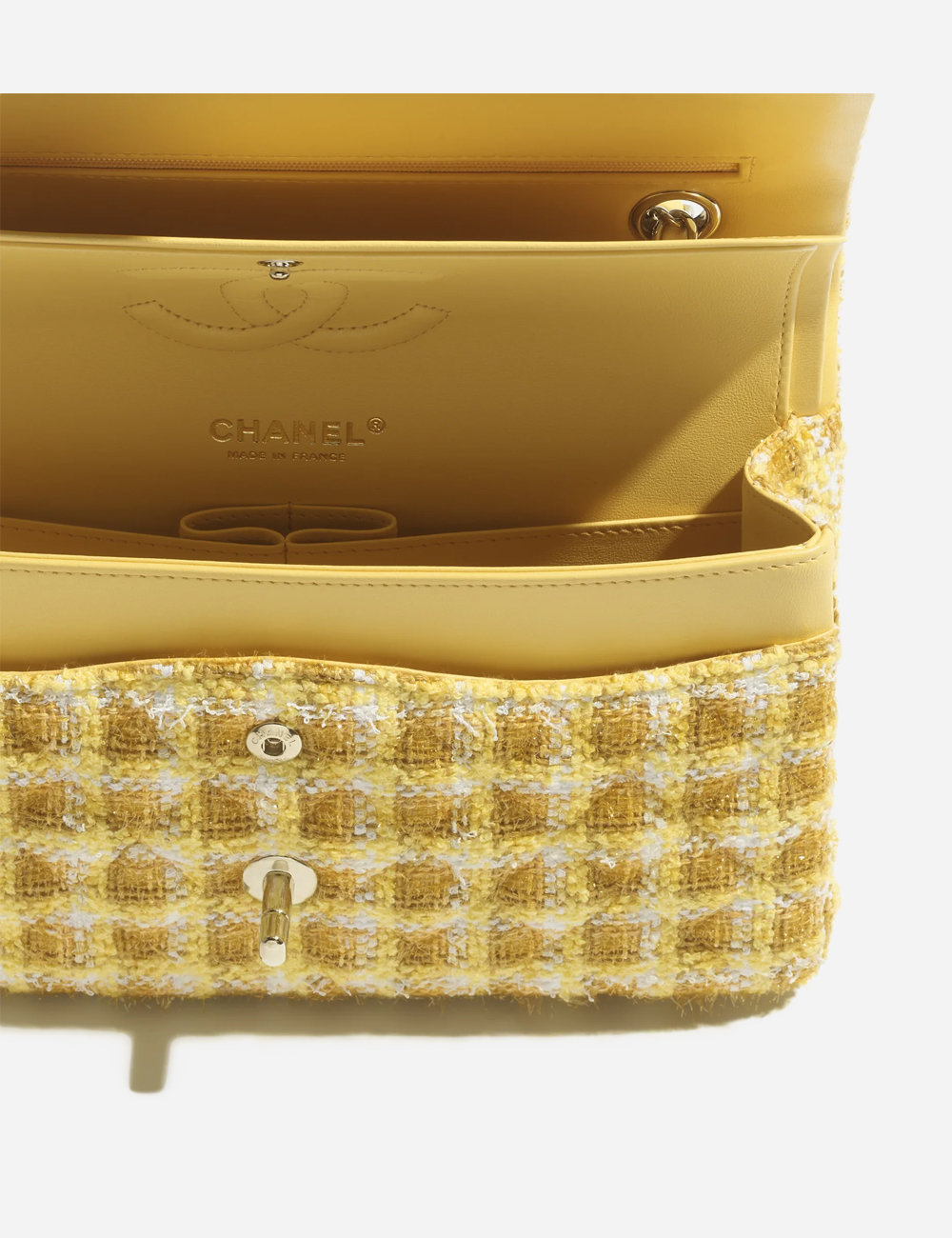 Сумка Chanel Classic 11.12 Cotton Tweed & Gold-Tone Metal "Yellow, White & Ochre"