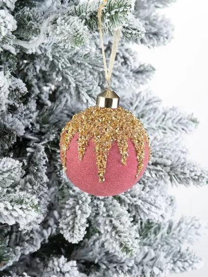 Винтажный стеклянный шар Земляничный сорбет 8 см., 1 шт., Karlsbach (12694)