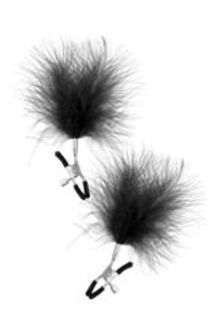 Зажимы на соски с черными пуховыми кисточками Sweet Caress Feather Nipple Clumps