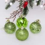 Новогодние шары 5 см (набор 4 шт) «Микс фактур», салатовый