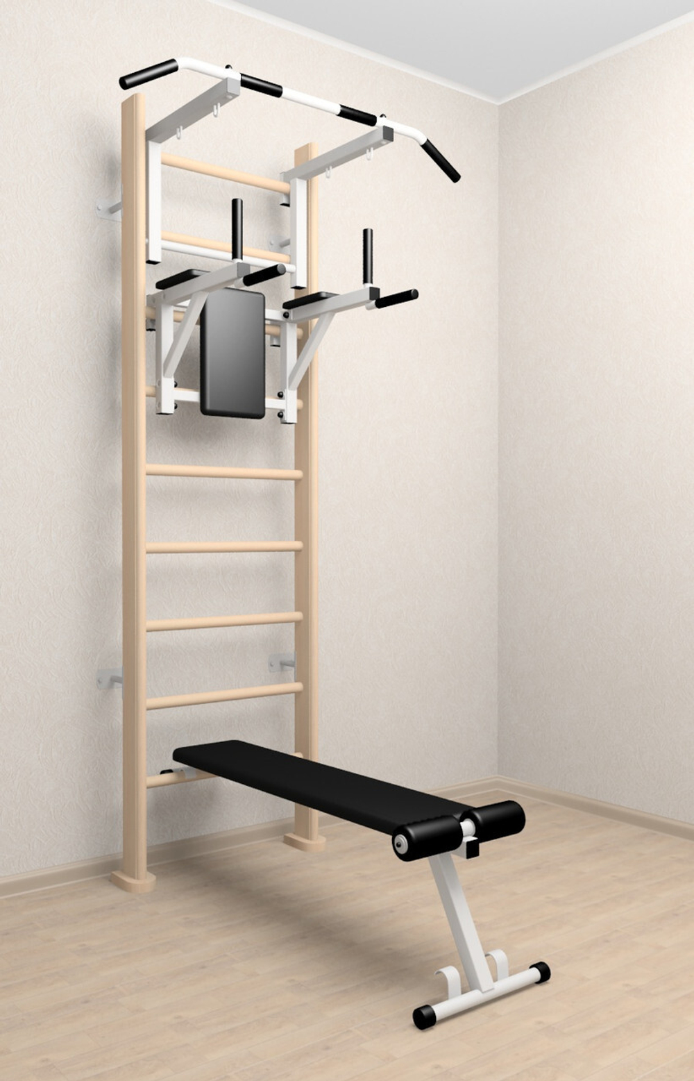 Деревянная шведская стенка Sv Sport 905с (Турник стандарт/Брусья/Скамья)