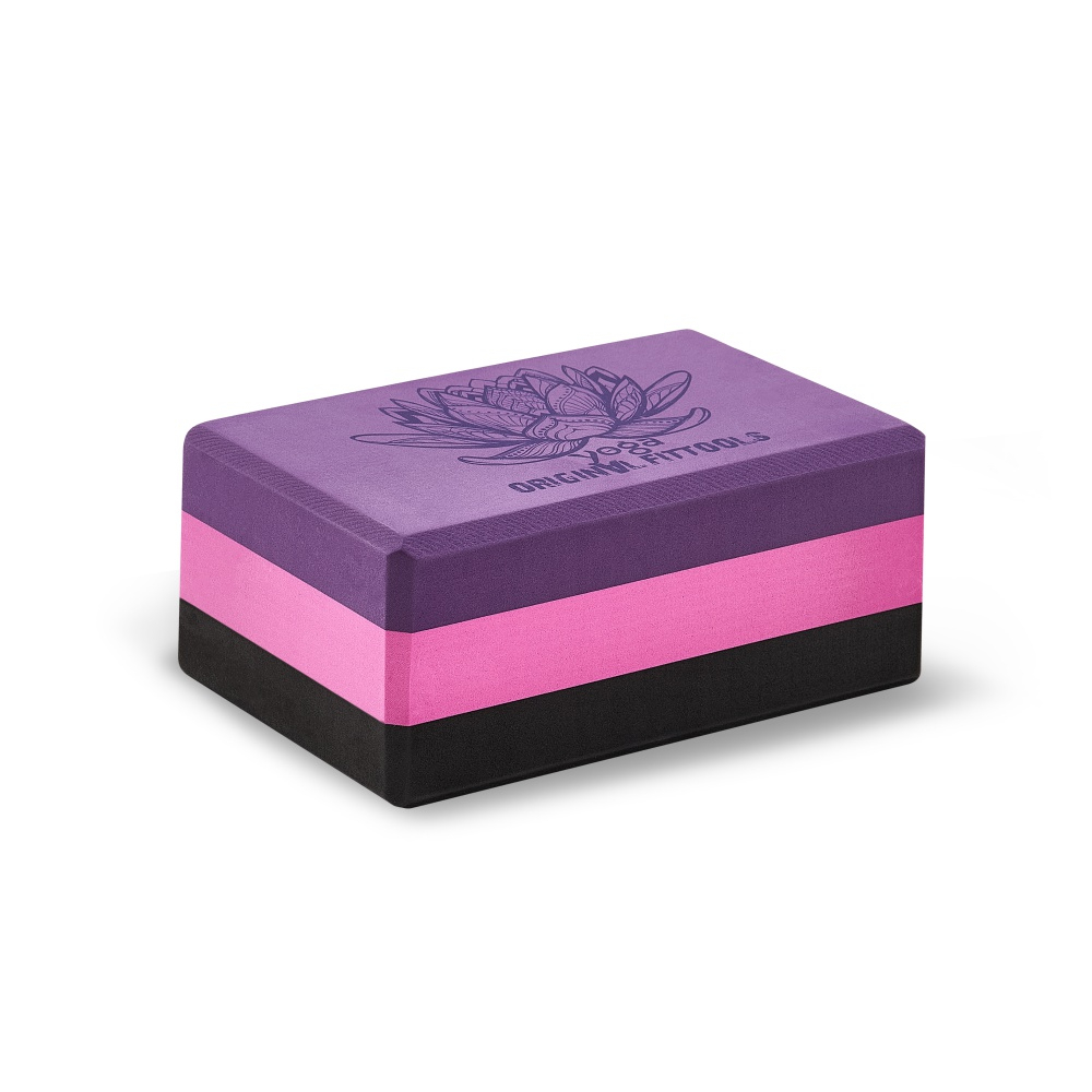 Блок для йоги трехцветный премиум в коробке