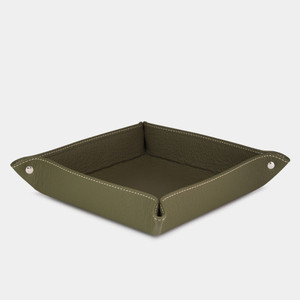 Лоток для мелочей из натуральной кожи теленка, зеленого цвета