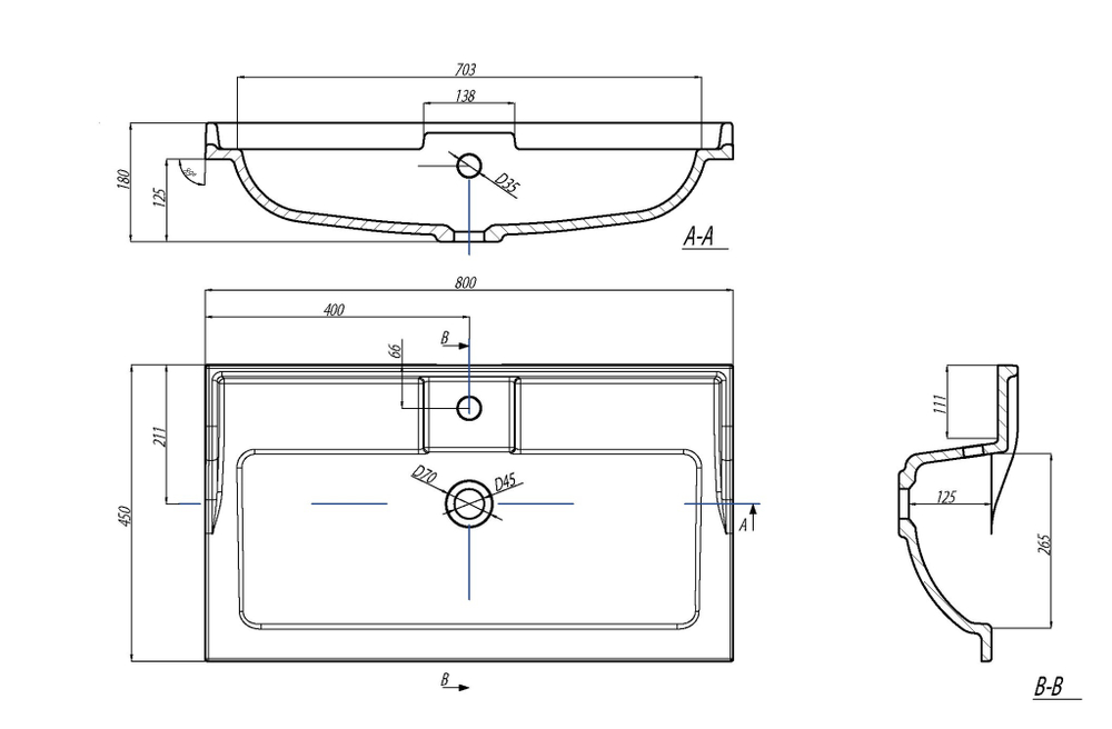 Раковина мебельная Акватон Фабиа 80