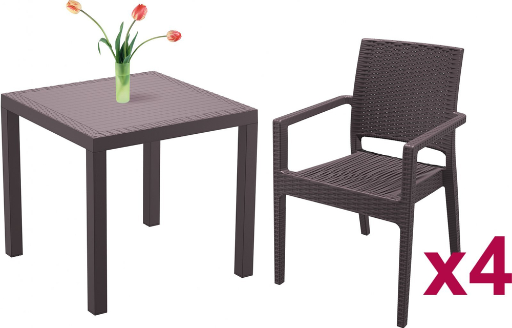 Комплект пластиковой мебели Siesta Contract Orlando 80 Ibiza, коричневый