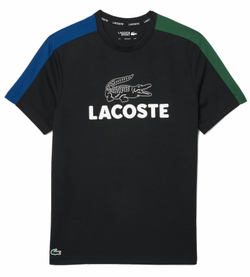 Мужская теннисная футболка Lacoste Ultra-Dry Printed Colour-Block Tennis T-Shirt - black/blue/green