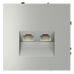 Розетка компьютерная встраиваемая двойная RJ45+RJ45 кат.6, (сталь) Voltum S70 VLS060205