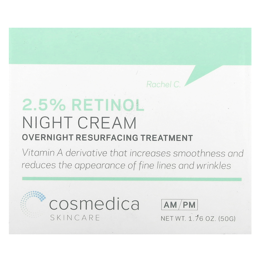 Cosmedica Skincare, Ночной крем с 2,5% сывороткой ретинола, ночная омолаживающая процедура, 50 г (1,76 унции)