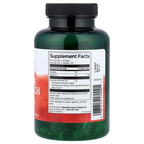 Swanson, масло первоцвета вечернего, 250 капсул (500 мг в 1 капсуле)