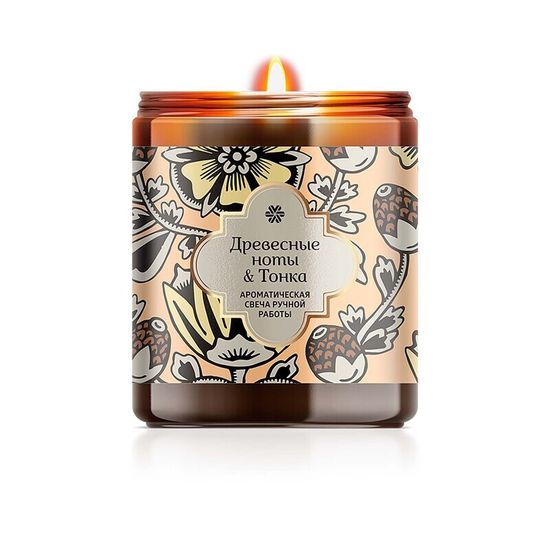 Ароматическая свеча ручной работы из кокосового воска «Древесные ноты & тонка»