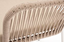 "Лион" стул плетеный из роупа, каркас из стали белый муар, роуп бежевый круглый, ткань бежевая