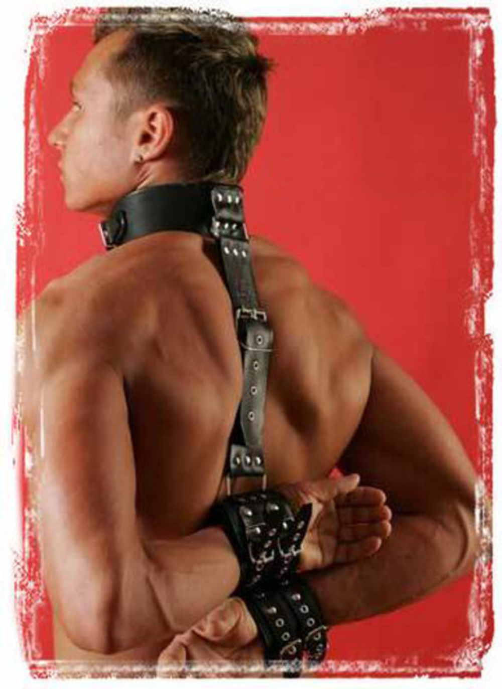 Комплект фиксирующий запястья с шеей, натуральная кожа (без подкладки) (Цвет: черный)