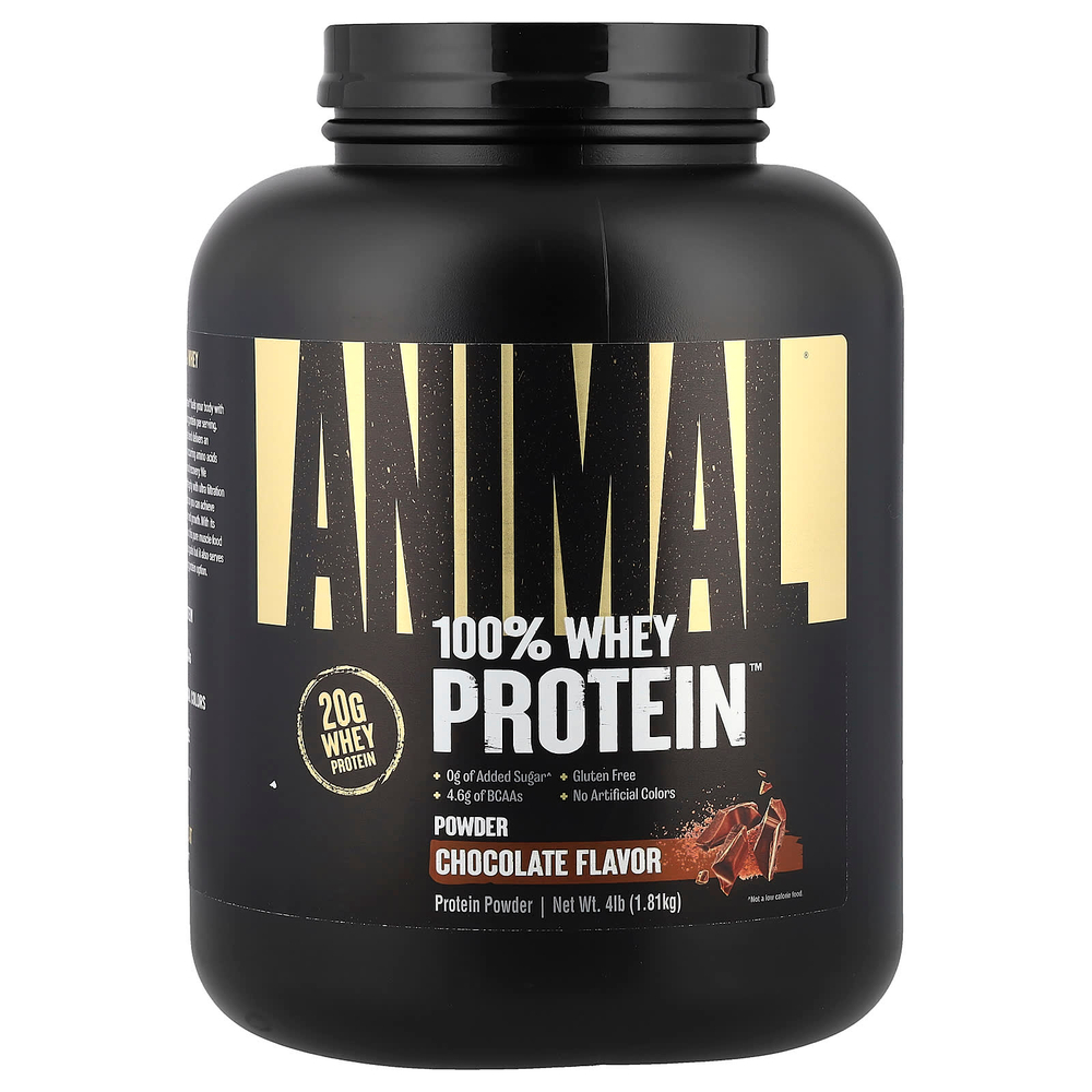 Animal, 100% Whey Protein™, сывороточный протеин в порошке, шоколадная помадка, 1,81 кг (4 фунта)