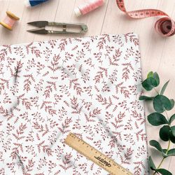 Ткань футер 2-х нитка осенний гербарий на белом фоне