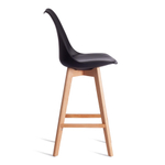 Стул барный TULIP BAR (mod. C1014H-1) / 1 шт. в упаковке пластик/дерево, 42 х 47,5 х 104 см, Black (Черный) 3010/ натуральный