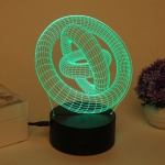 Светильник ночник «3D-Цепи и кольца» на пластиковой подставке, с включателем USB