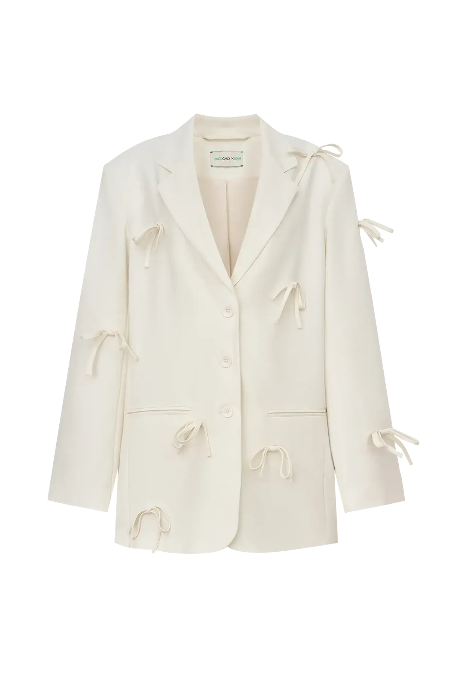 Пиджак объемный ((И сбоку бантик)), молочный