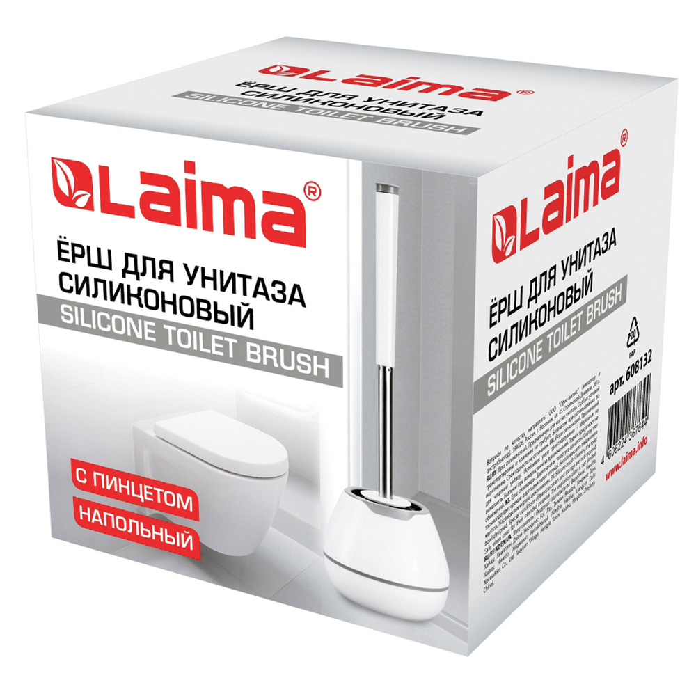 Ершик для унитаза силиконовый STANDART TYPE (овальный) напольный, с пинцетом, LAIMA.