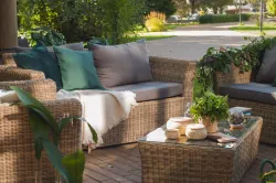 "Капучино Дабл" лаунж-зона из искусственного ротанга, цвет соломенный