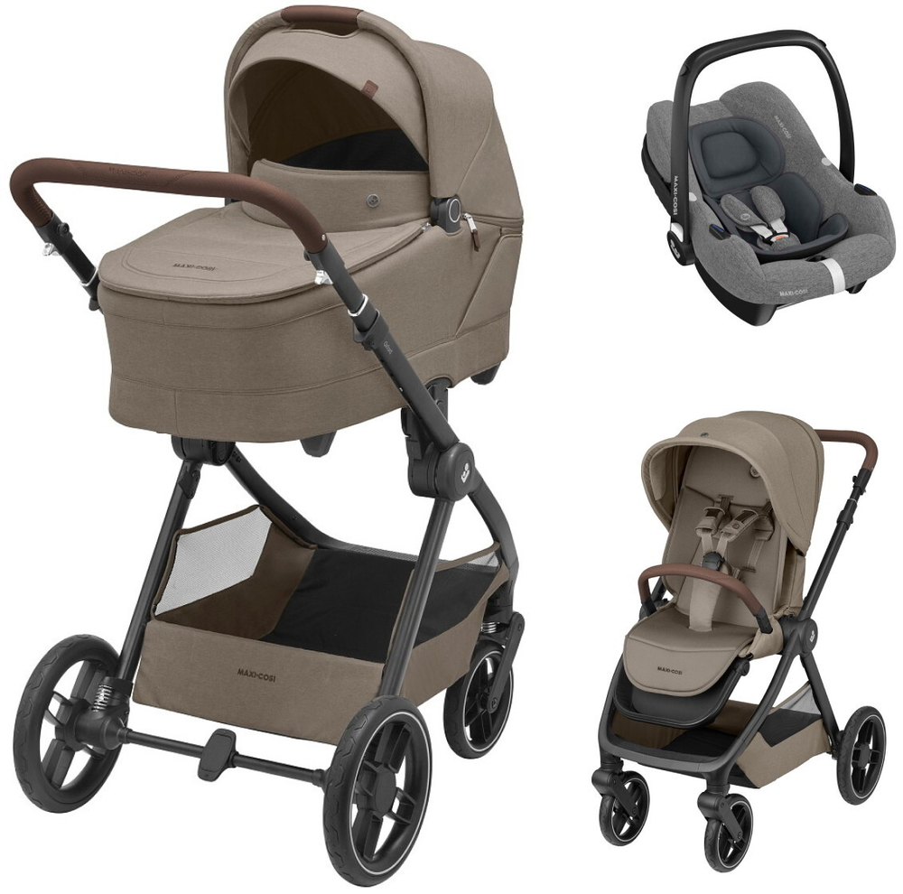 Коляска детская Maxi-Cosi Oxford Plus 3 в 1 с автокреслом CabrioFix Select grey 1978470110 Twillic Truffle/Трюфель
