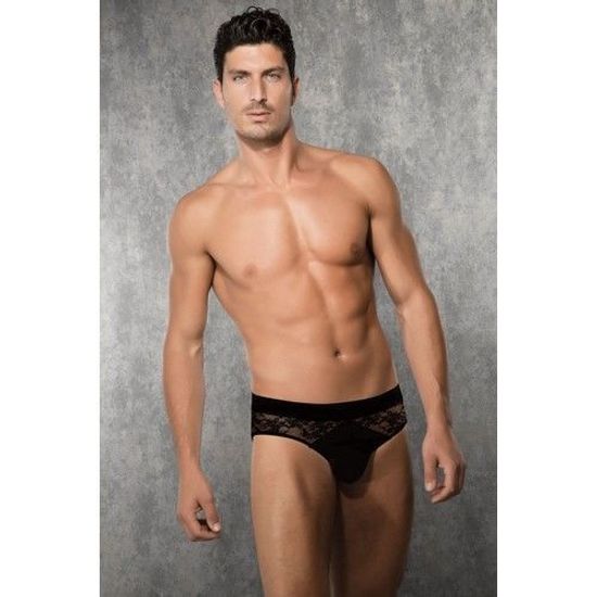 Мужские трусы брифы черные с гипюровыми вставками Doreanse 1353
