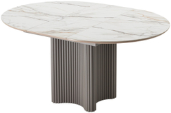 Стол АДАЖИО 115 КРУГЛЫЙ GILT WHITE, керамика / Латте каркас М-City