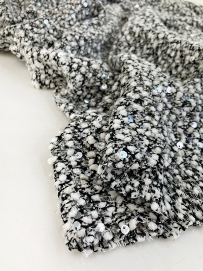 ЧЕРНЫЙ - Трикотаж ажурный буклированный с пайетками (1230) УЦЕНКА!