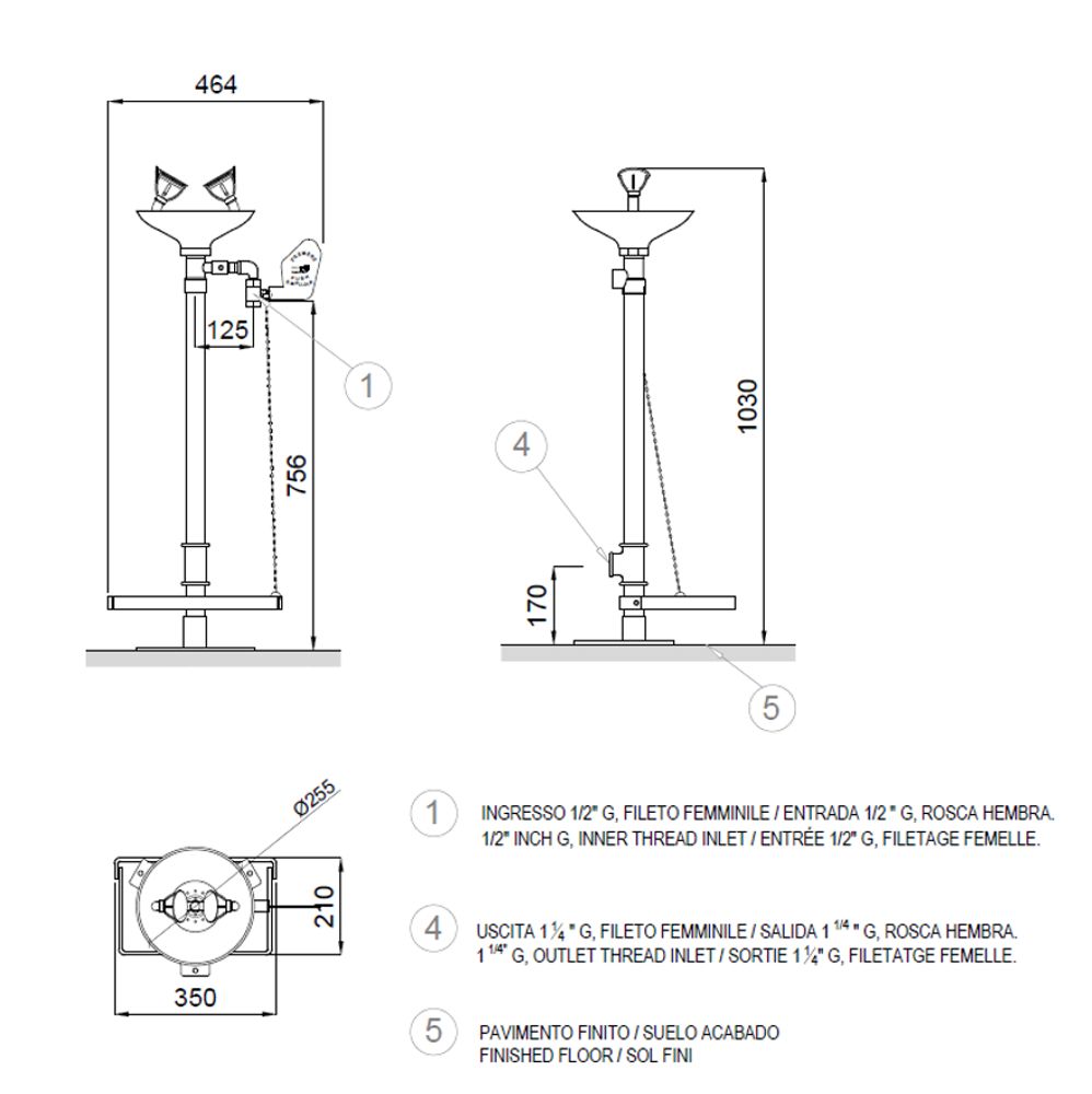 Аварийный фонтан для промывки глаз нерж. сталь BOCCHISF SC380 зеленый