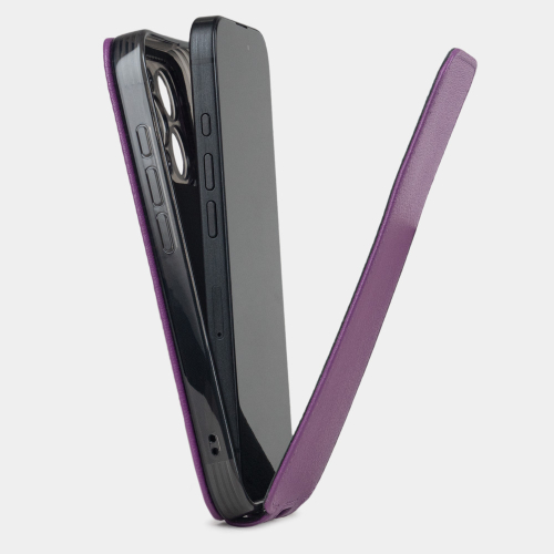Чехол iPhone 16 Pro натуральная кожа козы, фиалкового цвета
