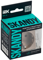 SKANDY Розетка с заземлением с защитными шторками 16А с USB C 18Вт SK-R17Sa песочный IEK