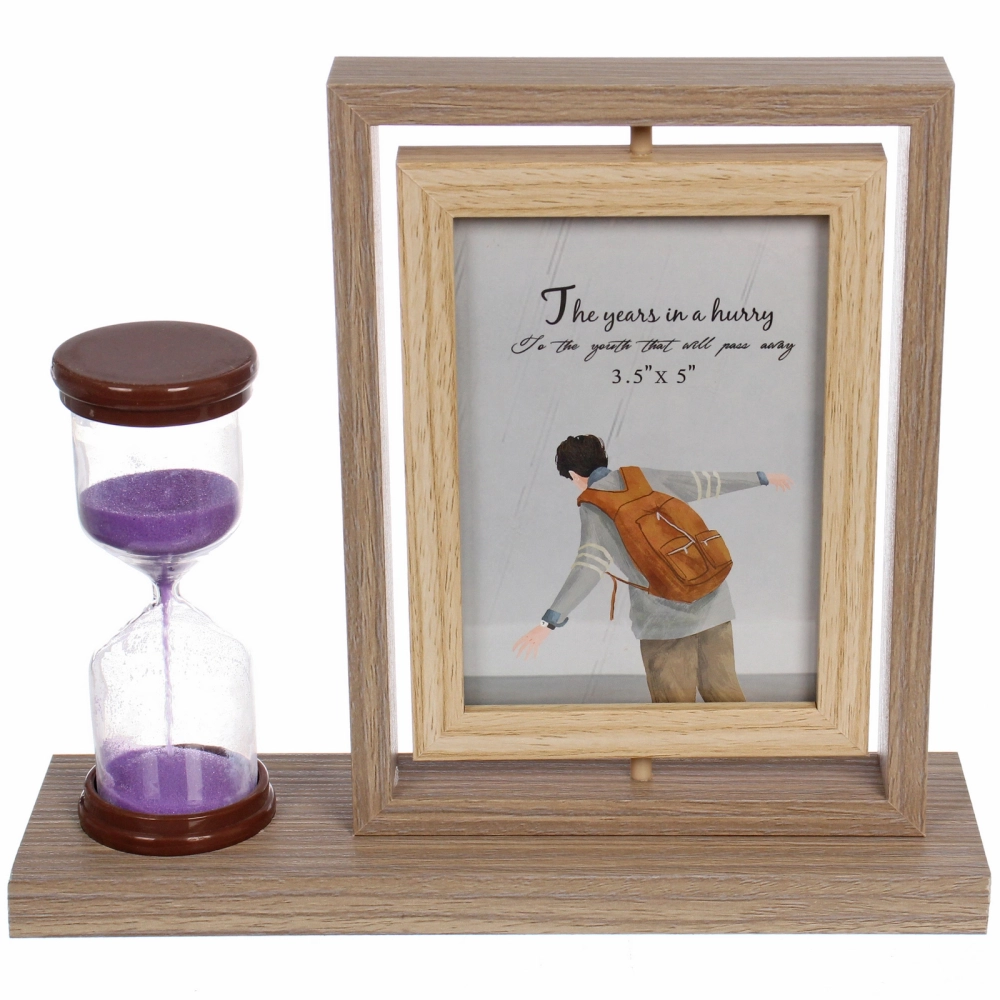 Фоторамка 9*13см вращающаяся с песочными часами, коричневая