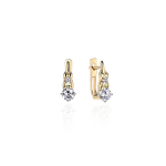 Серьги с фианитом из жёлтого золота 585 пробы JA-S-1312327Р