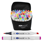 Маркер для скетчинга, двусторонние, Basir, четырёхгранные, 15 мм, спиртовые, 48 шт
