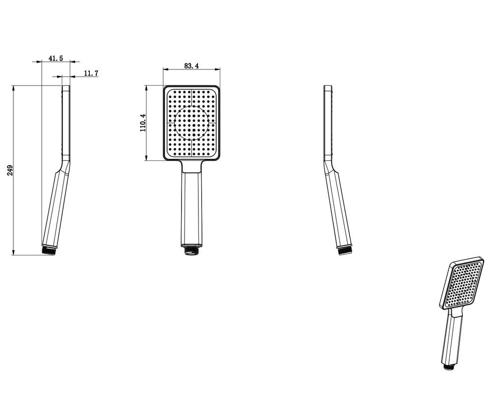Душевая лейка WONZON & WOGHAND, Хром (WW-981353-CR)