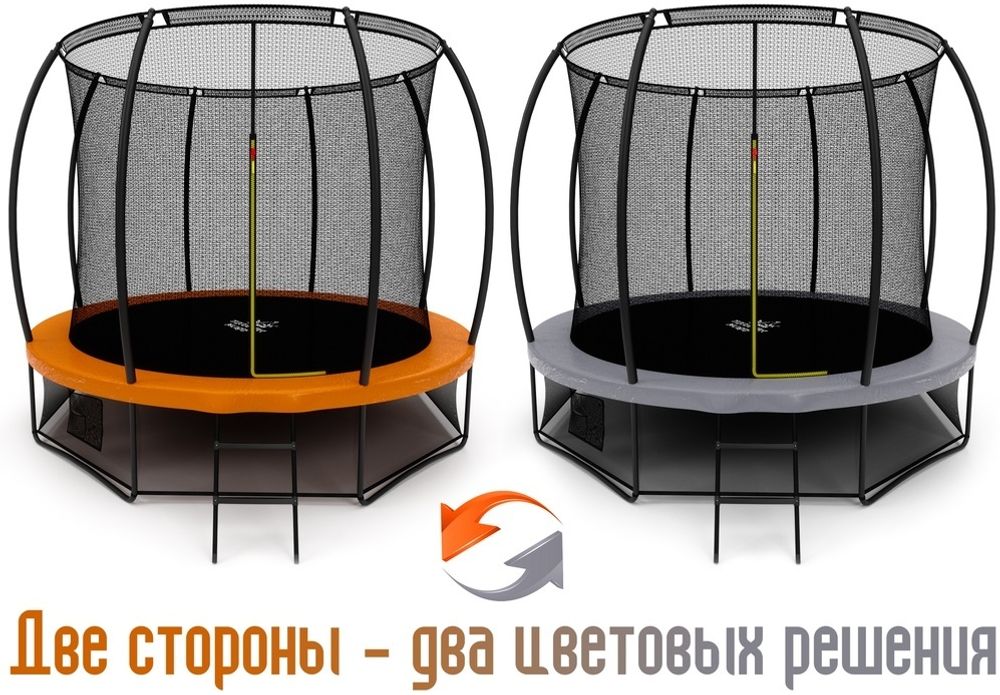 Батут Триумф Норд Премиальный 305 см двухцветный серый/оранжевый с лестницей