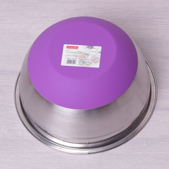 Миска d18х9 см. из нержавеющей стали c силиконовым дном Kamille КМ-4346