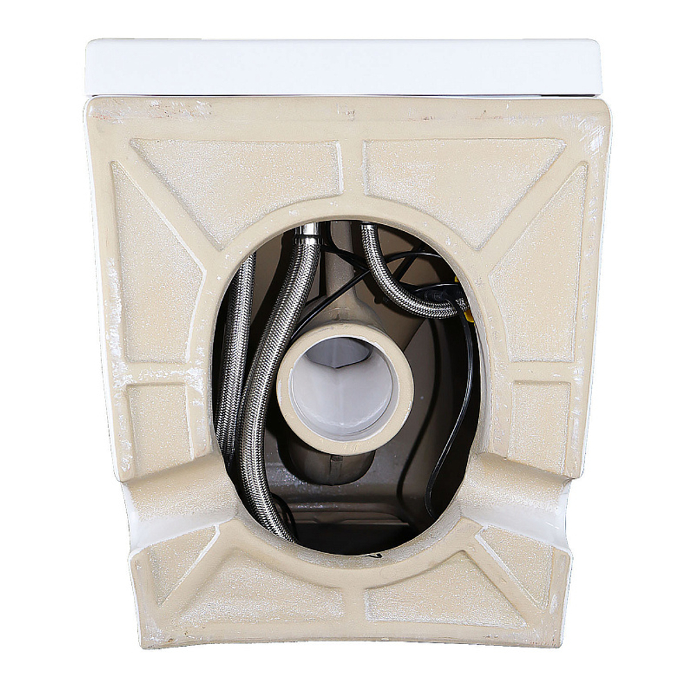 Унитаз импульсный Azario 360х570х450 напольный, полукруглый, быстросъемное сиденье микролифт (AZ102)