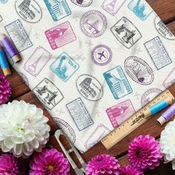 Ткань лён марки из путешествий