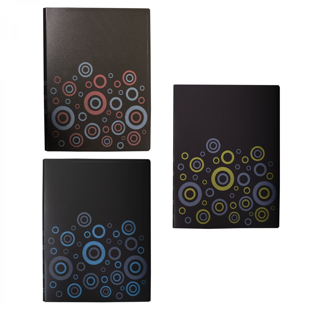 Папка с 30 вкладышами, Alingar А4 236х310х12мм, 600 мкм, пластик, вкладыши 30 мкм, карман для визитки, черный матовый