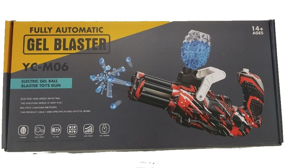 Гидрогелевый автомат minigun стреляющий орбиз YC-M06 , на аккамуляторе , 4000т шаров в подарок , доп магазин