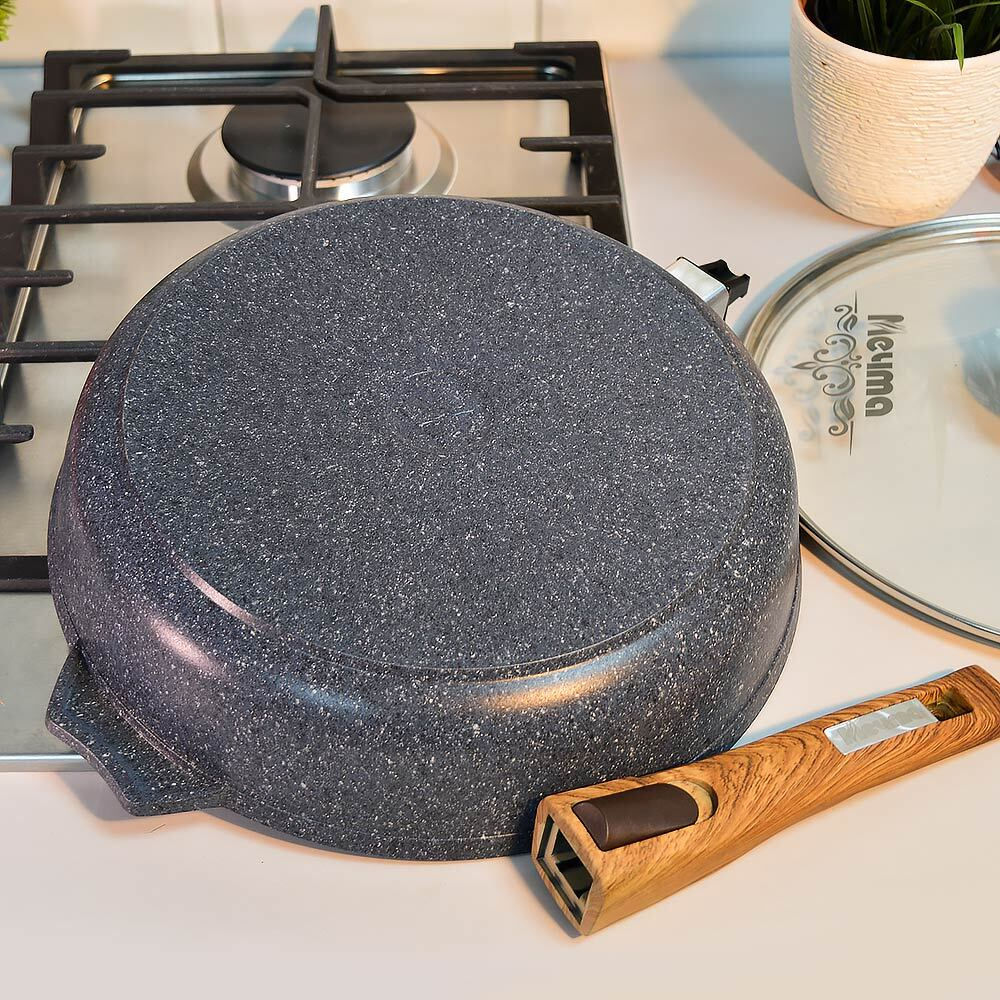 Сковорода 28см Premium blue со съемной ручкой и стеклянной крышкой