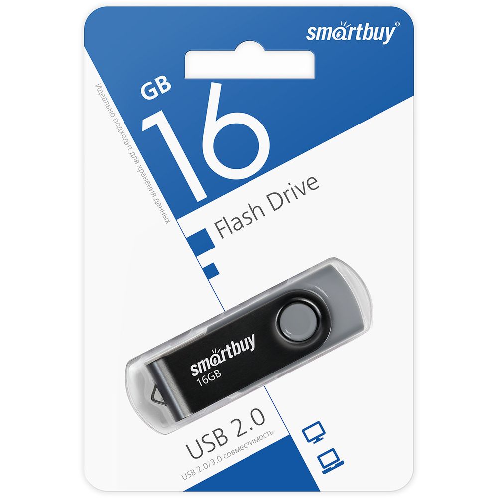 USB карта памяти 16ГБ Smart Buy Twist (черный)