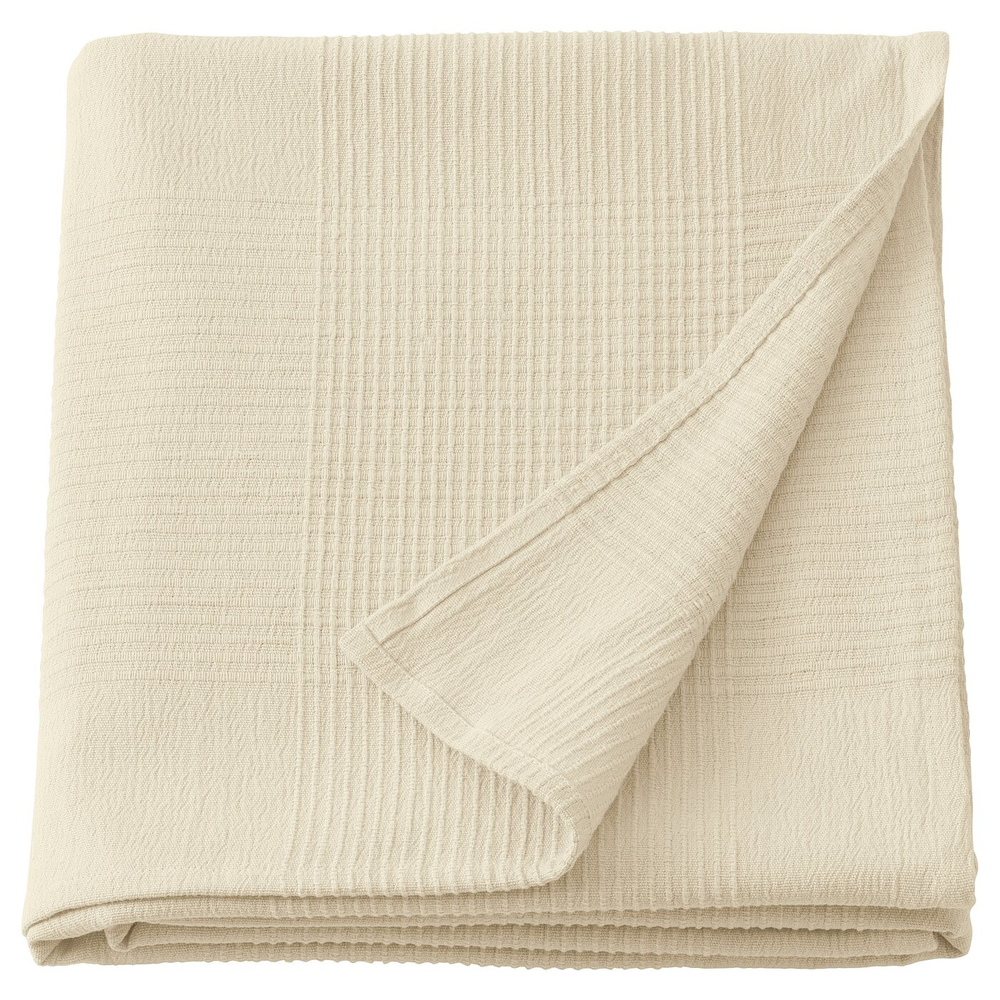 IKEA INDIRA  (ИКЕА ИНДИРА)  -  Покрывало, натуральный/отбеленный хлопок, 150x250 см