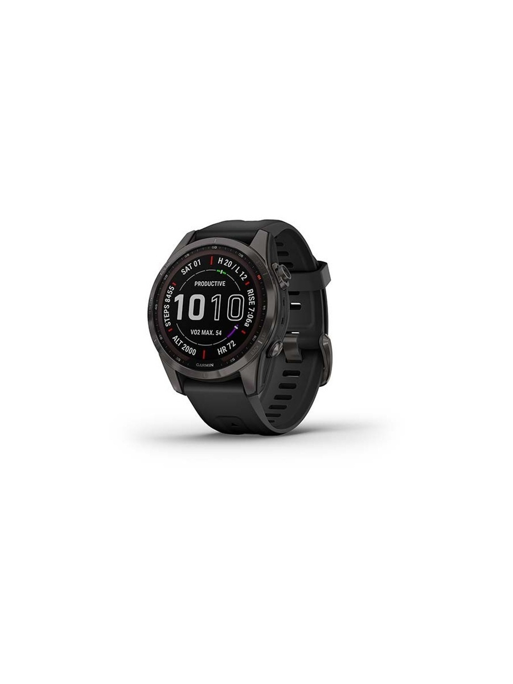 Garmin Fenix 7S Sapphire Solar титановый угольно-серый DLC с силиконовым ремешком (010-02539-25)