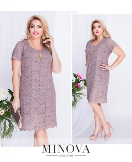 Платье 00261-бежевый Minova Фото 2