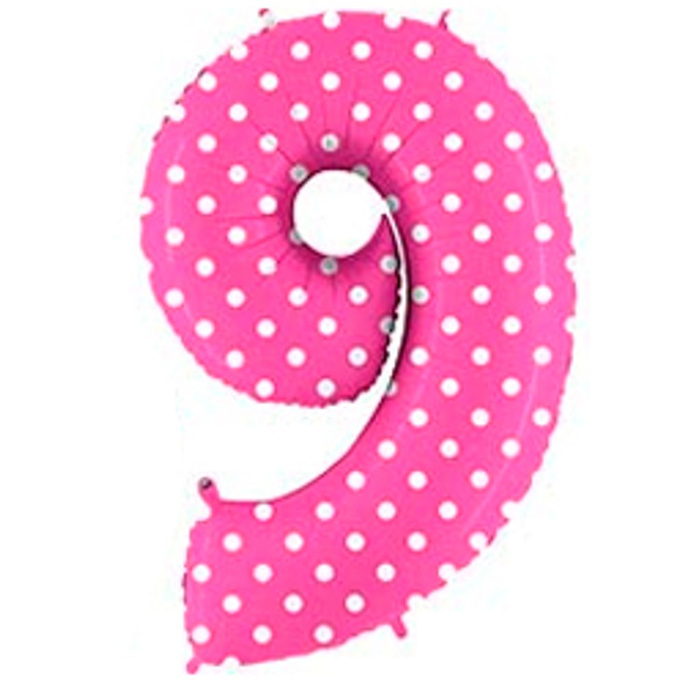 Цифра &quot;9&quot; горошек (розовый)